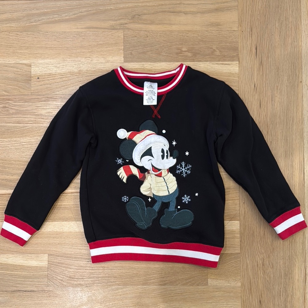 Kids EUC Black Red Holiday Mickey Mouse Sweatshirt - M (7-8)